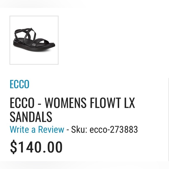 The ECCO Flowt LX Flat Strappy Sandal Black Hook & Loop Closure Size 41/US 10 - Picture 16 of 17
